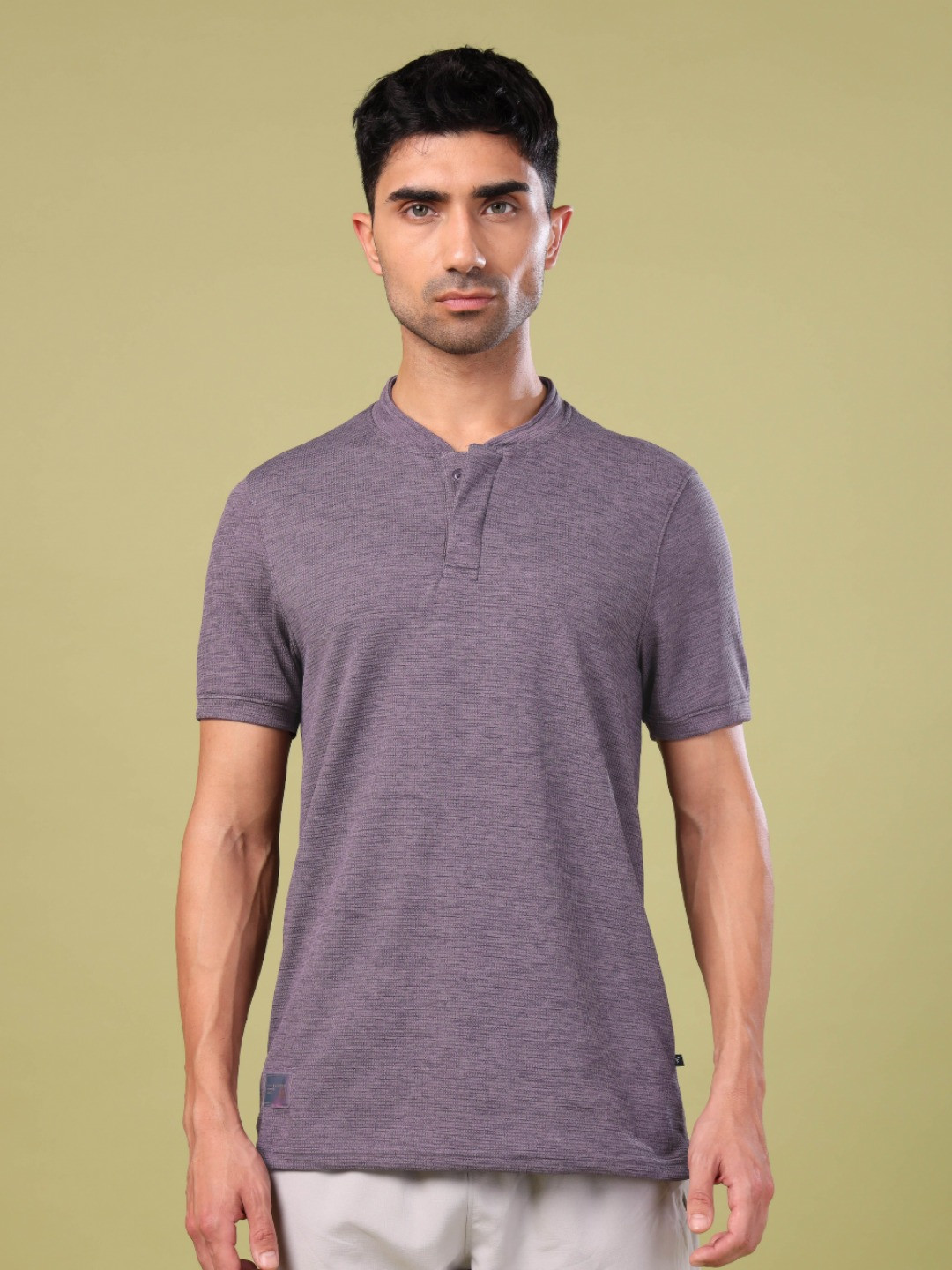 

Technosport Self Design Henley Neck UPF50 Slim Fit Sports T-shirt, Purple