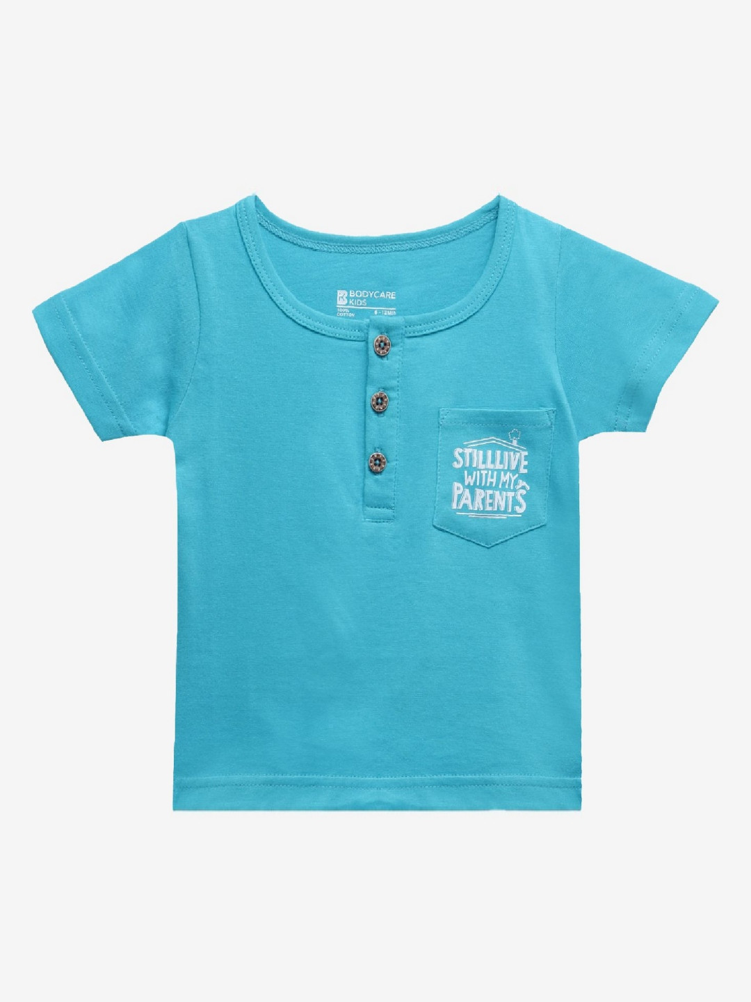 

Bodycare Boys 2 Henley Neck Pockets T-shirt, Sea green
