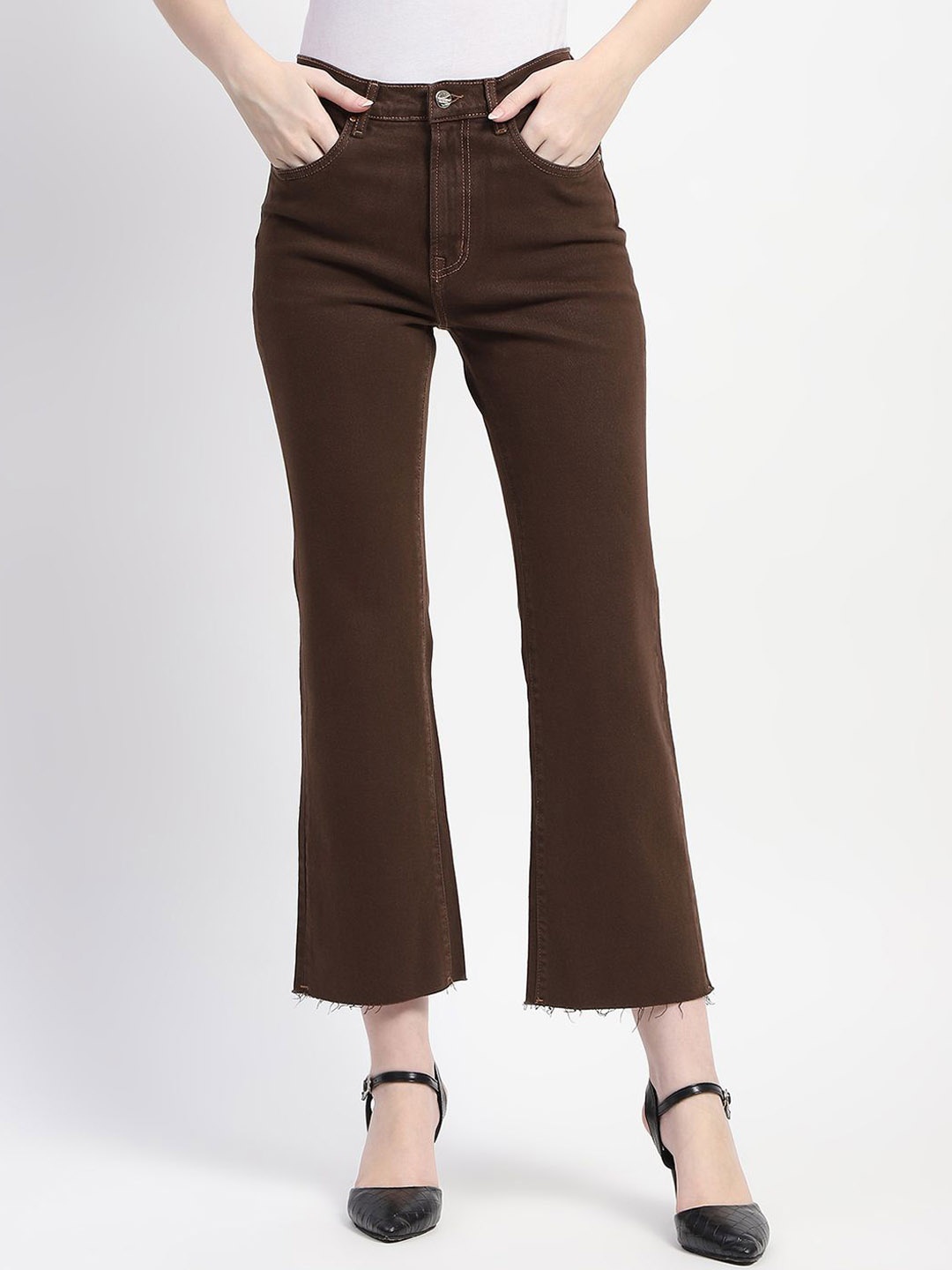 

Madame Women Bootcut Mid-Rise Jeans, Coffee brown