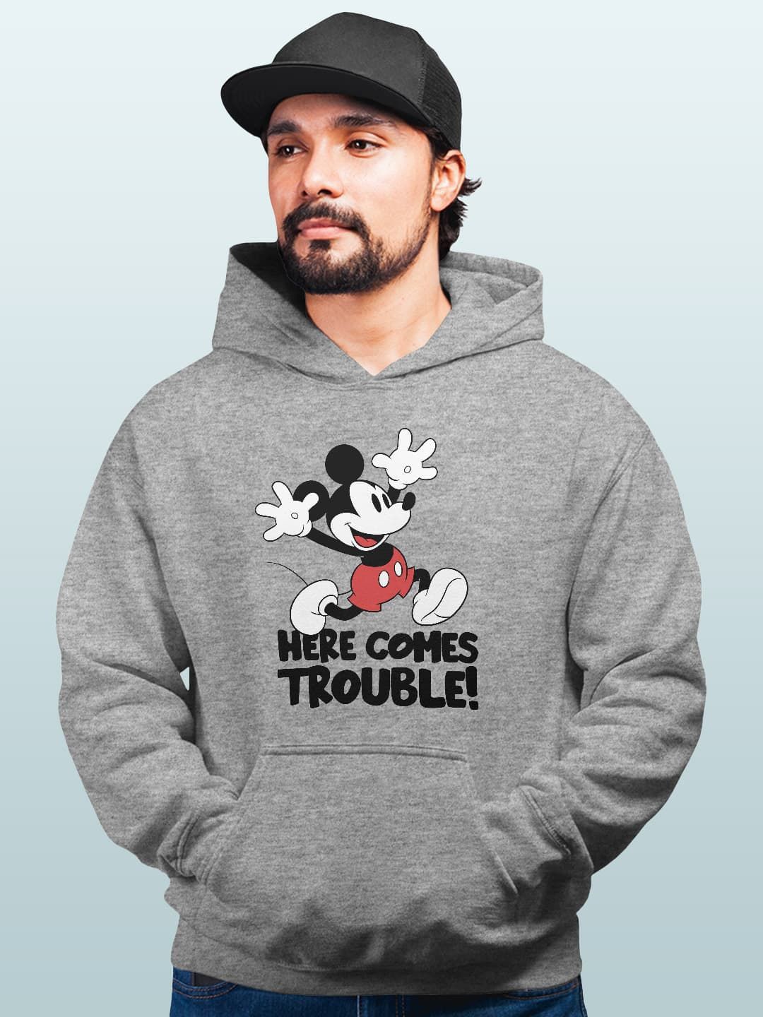 

macmerise Men Printed Hooded Sweatshirt, Grey