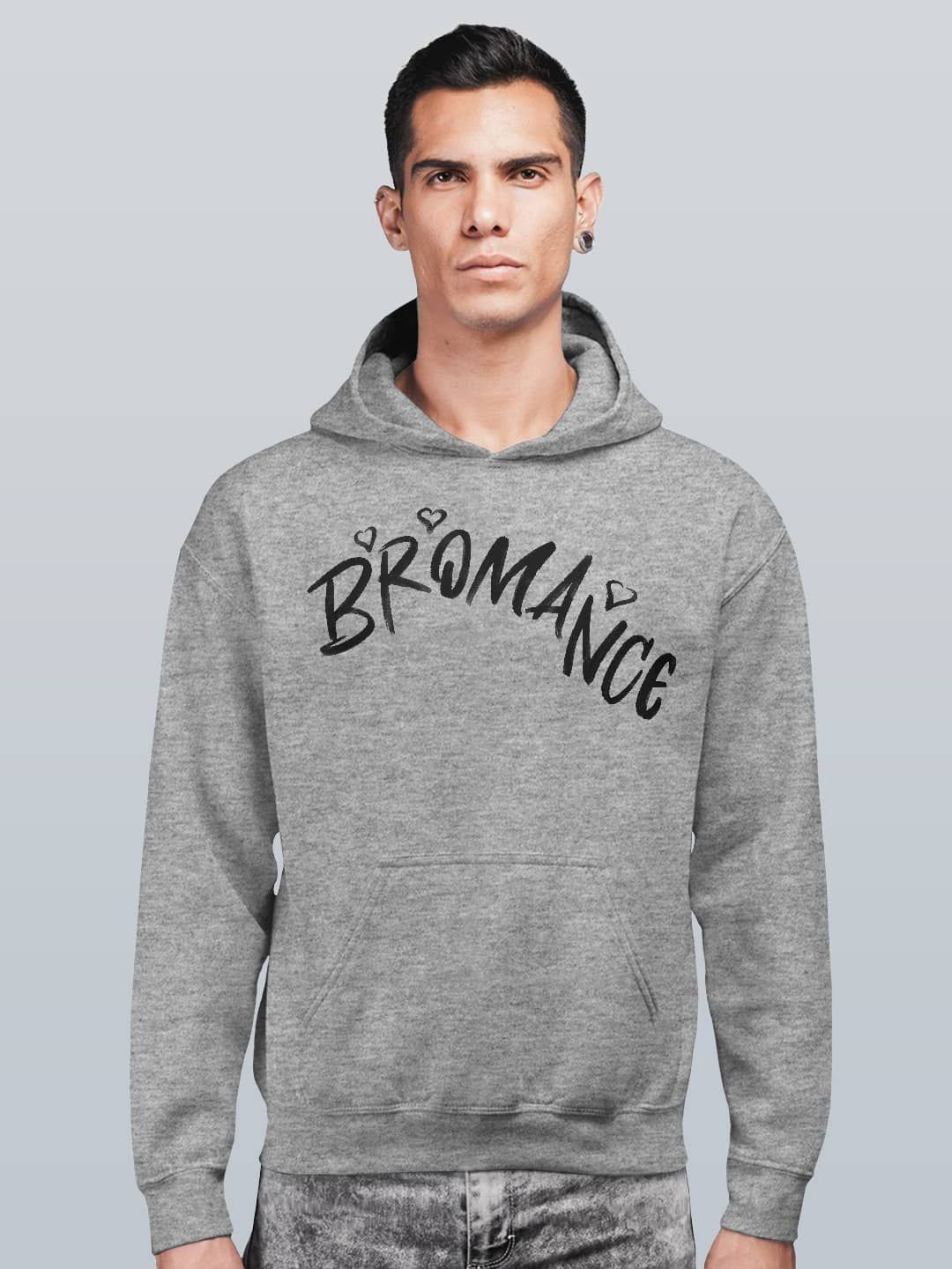 

macmerise Men Printed Hooded Sweatshirt, Grey