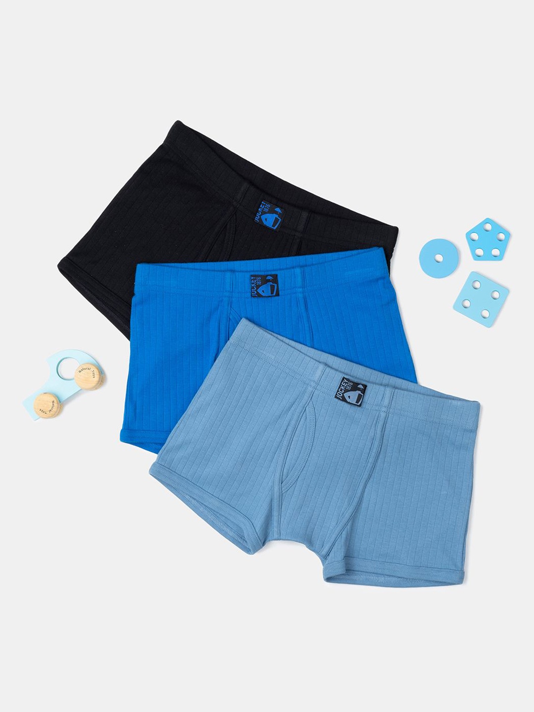 

Jockey Boys Pack of 3 Super Combed Cotton Trunk with Ultrasoft Waistband-3036, Blue