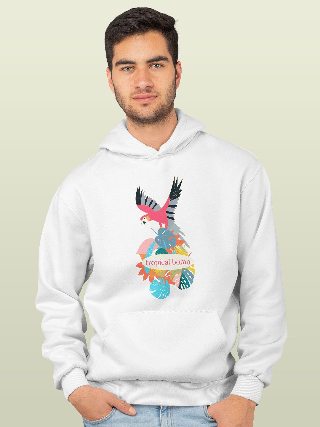 

macmerise Men Printed Hooded Sweatshirt, White