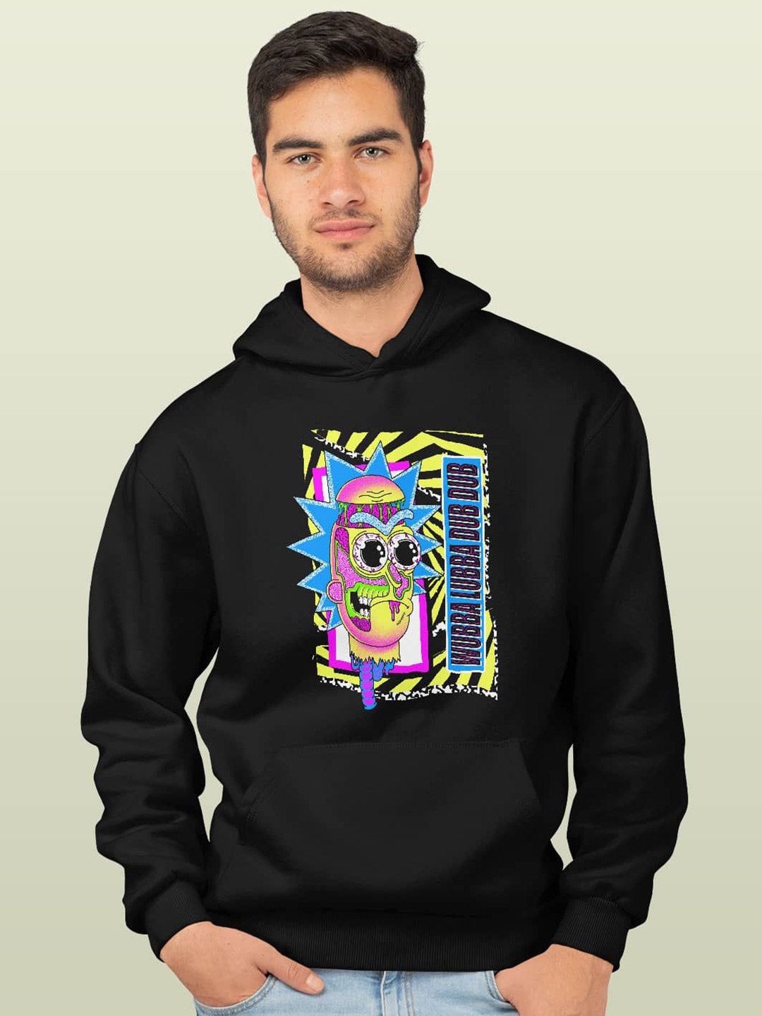 

macmerise Men Printed Hooded Sweatshirt, Black