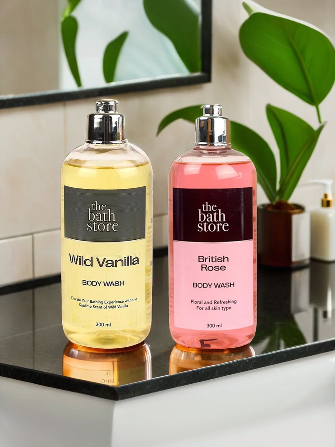 

The Bath Store Wild Vanilla & British Rose Set Of 2 Body Wash-300ml Each, Yellow