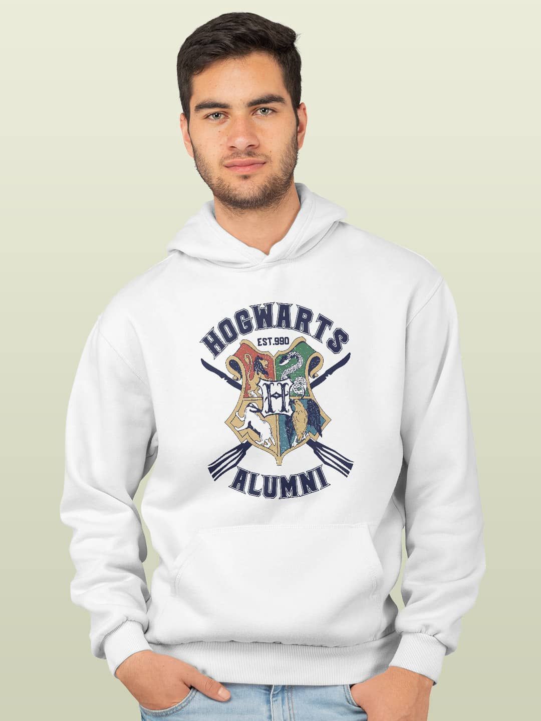 

macmerise Men Printed Hooded Sweatshirt, White