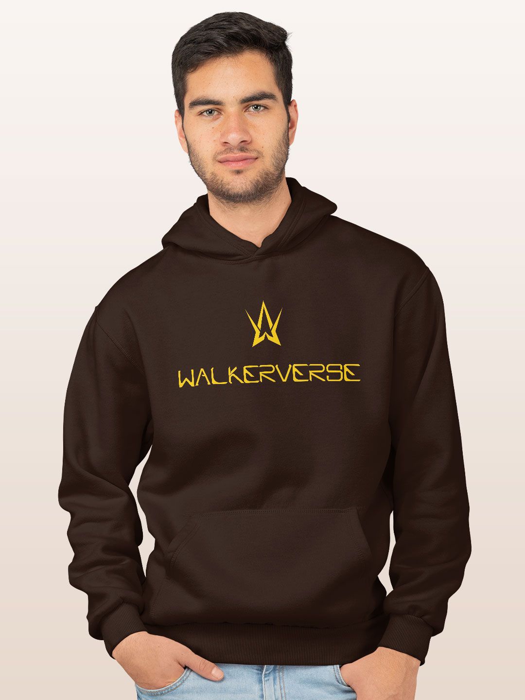 

macmerise Men Printed Hooded Sweatshirt, Brown