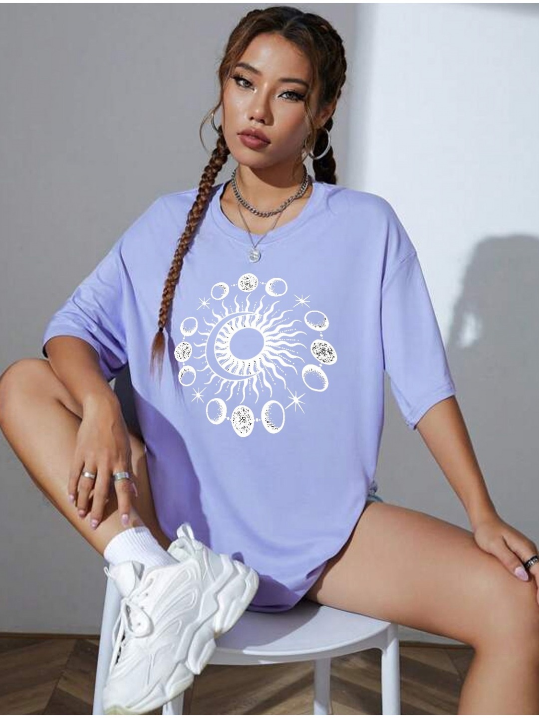 

TABADTOD Women Graphic Printed Oversized T-shirt, Purple