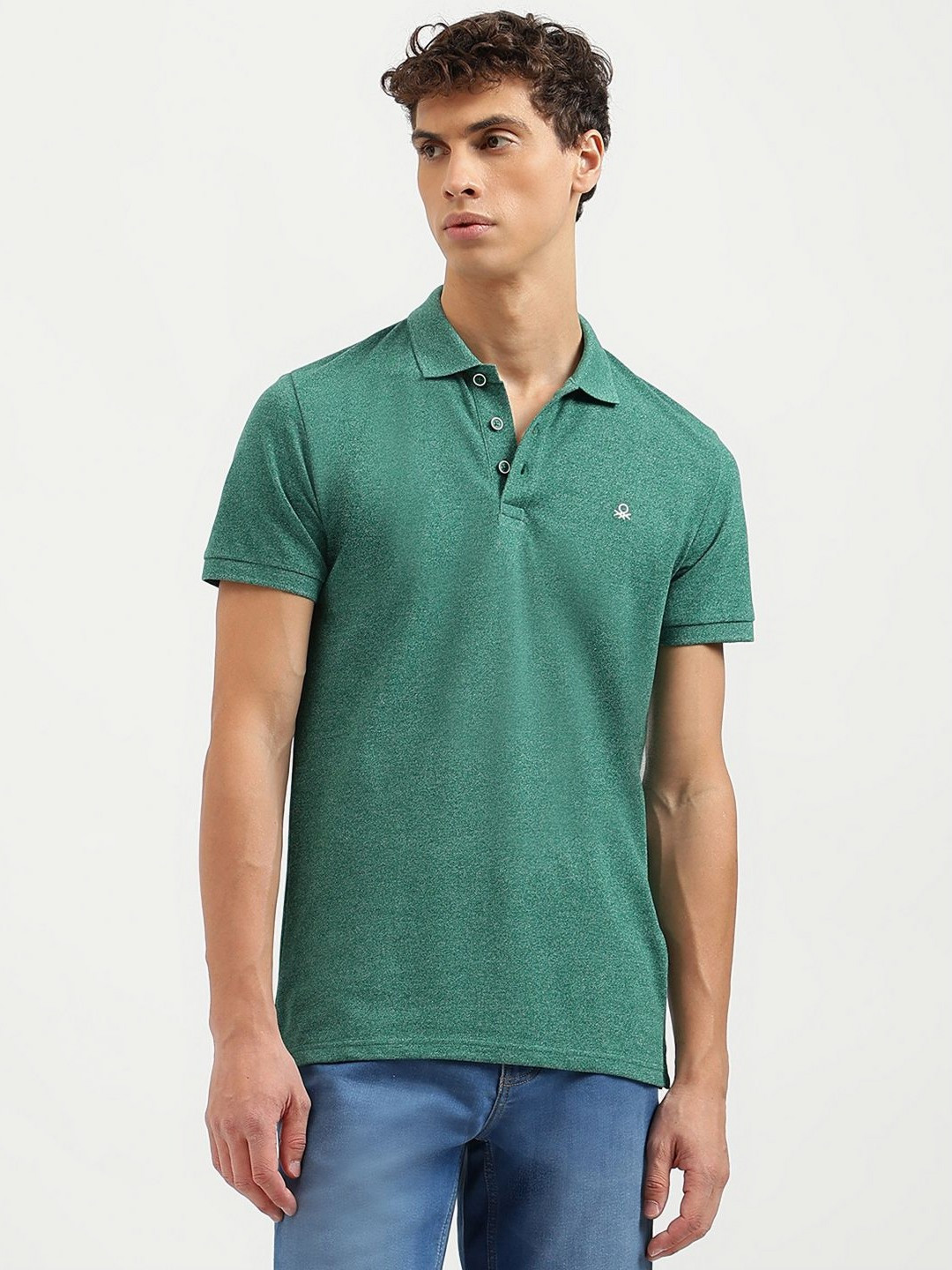 

United Colors of Benetton Men Polo Collar Pockets T-shirt, Green