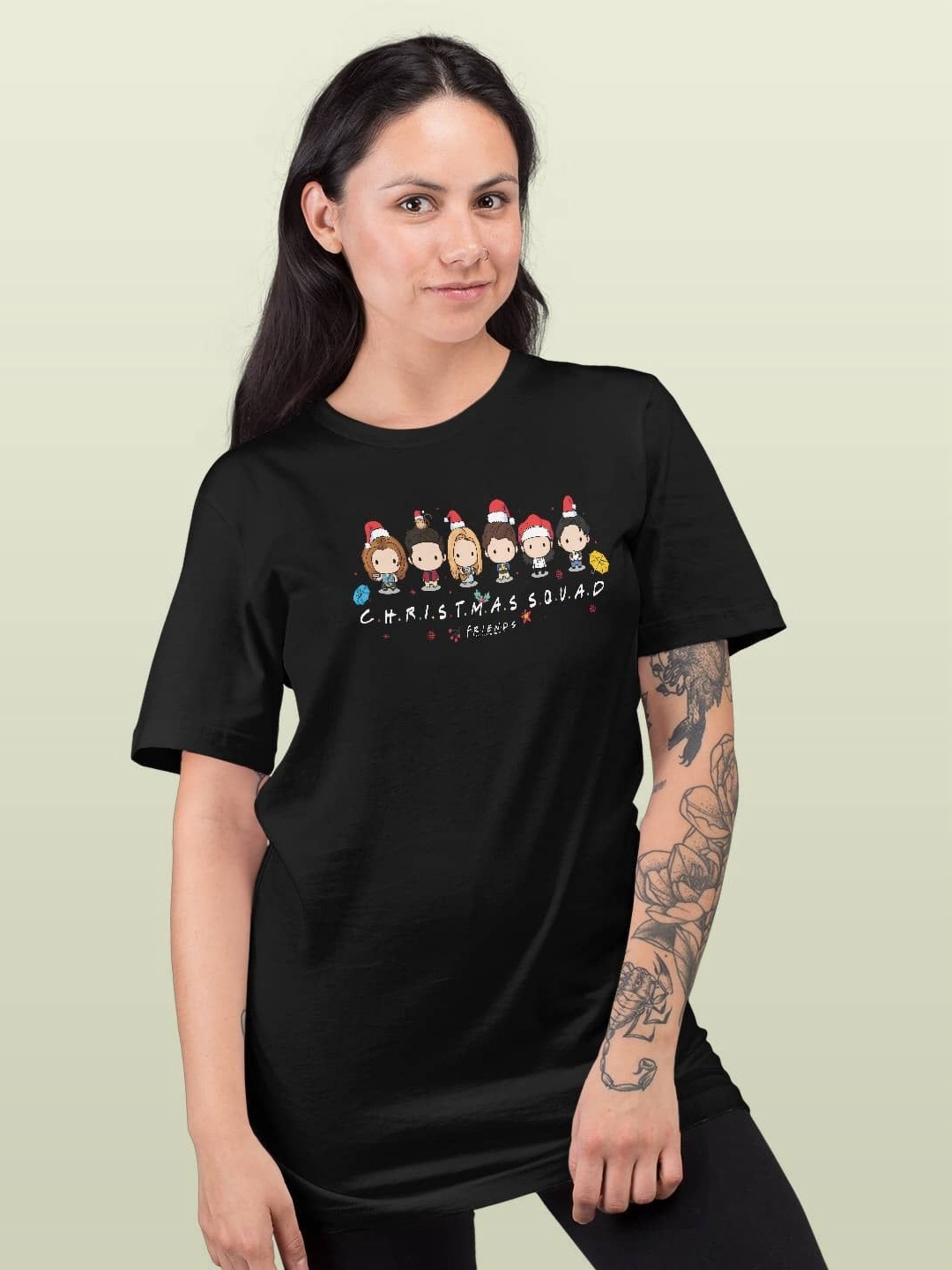 

macmerise Women Printed Extended Sleeves Applique T-shirt, Black
