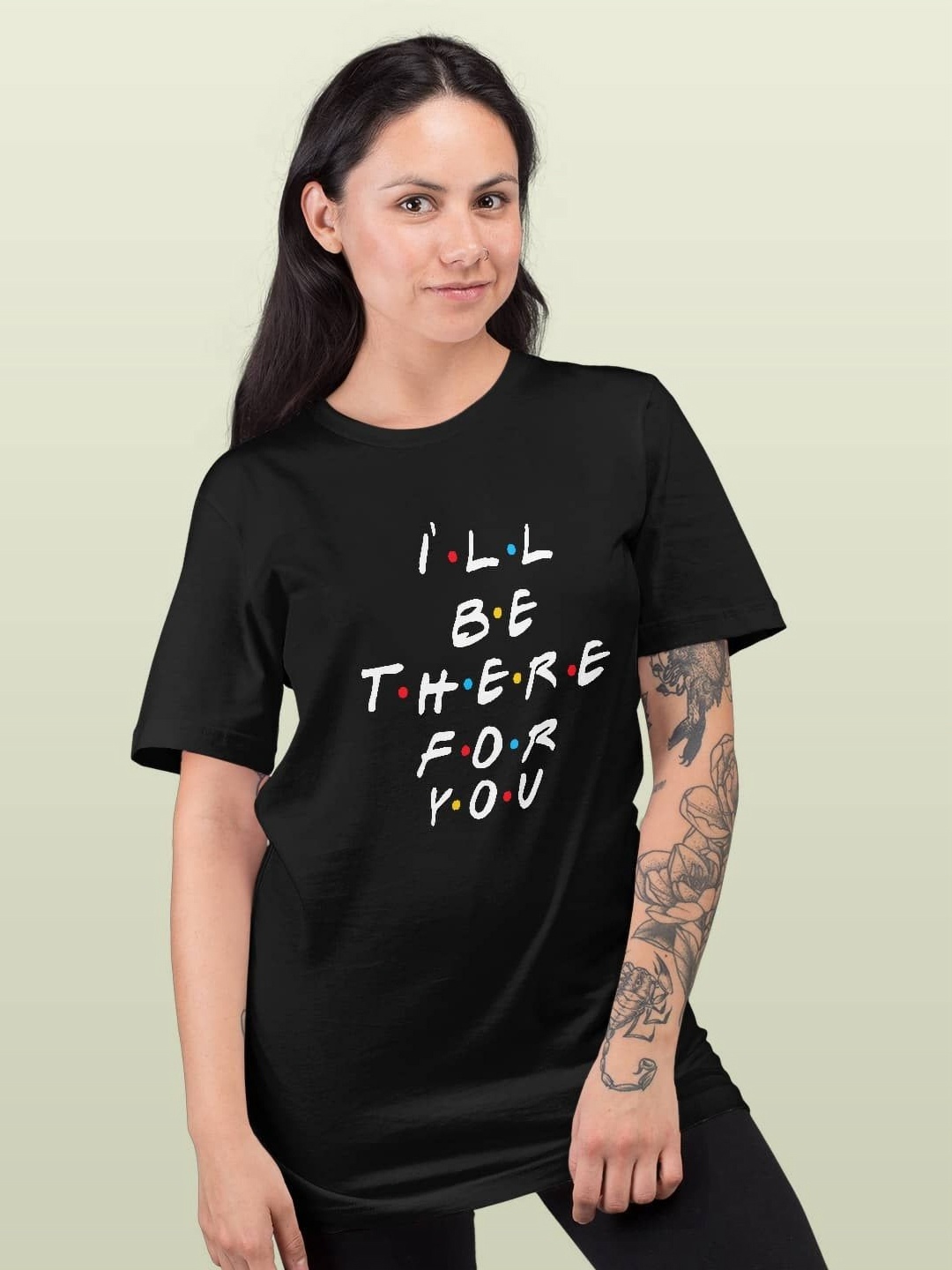 

macmerise Women Printed Raw Edge T-shirt, Black