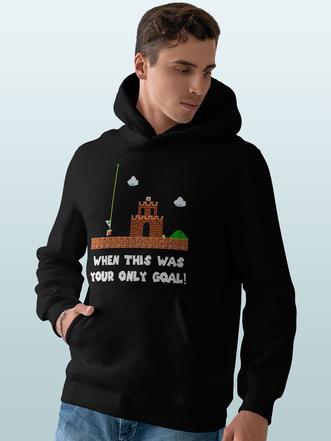 

macmerise Men Printed Hooded Sweatshirt, Black
