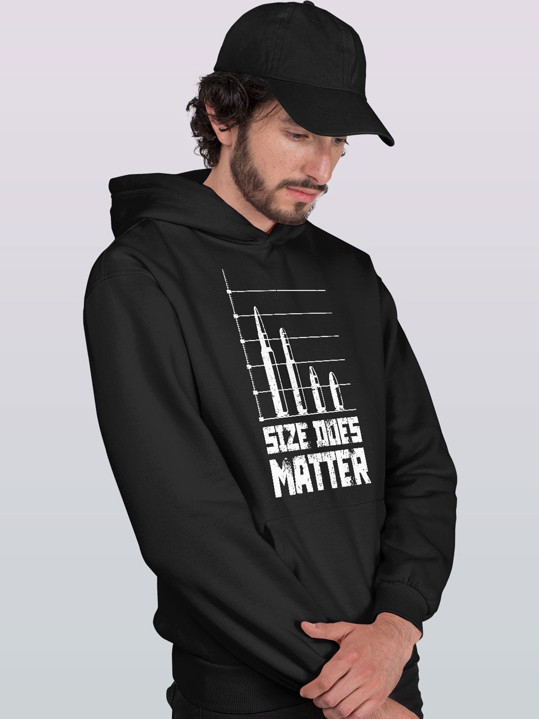 

macmerise Men Printed Hooded Sweatshirt, Black