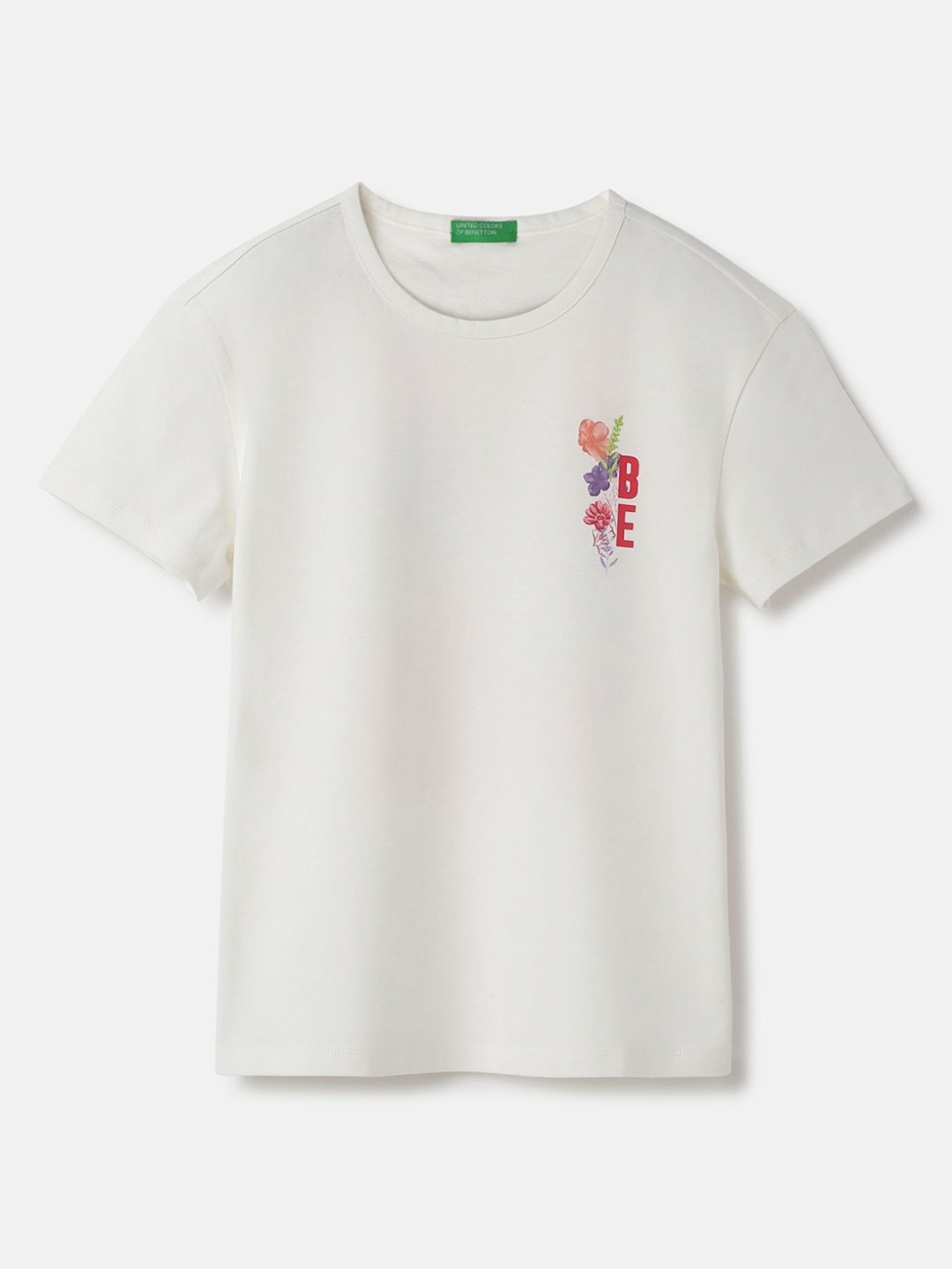 

United Colors of Benetton Girls Pure Cotton T-shirt, White