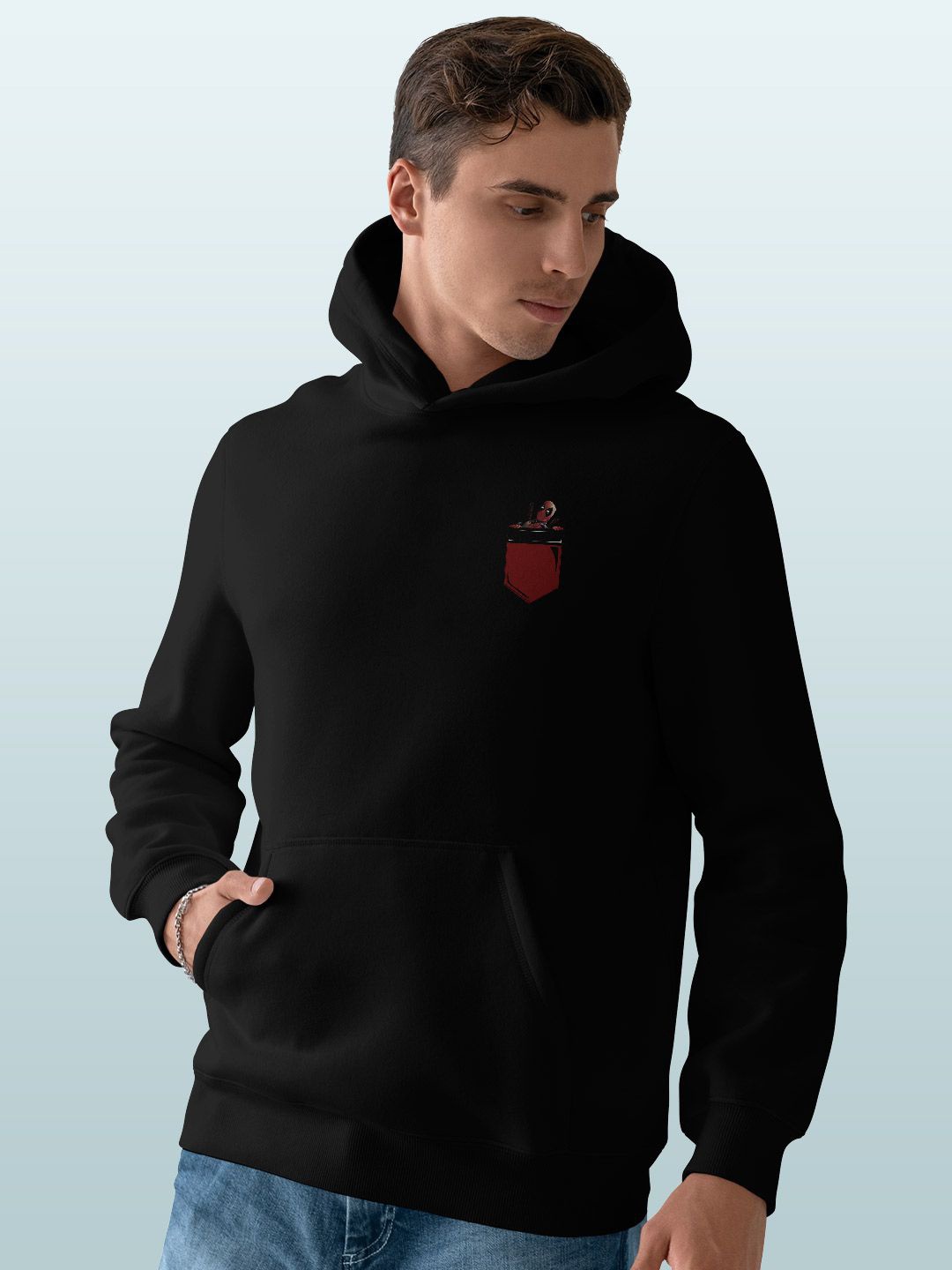 

macmerise Men Hooded Sweatshirt, Black