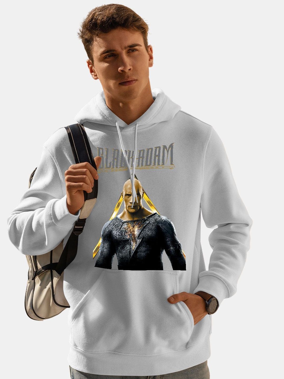 

macmerise Men Printed Hooded Sweatshirt, White
