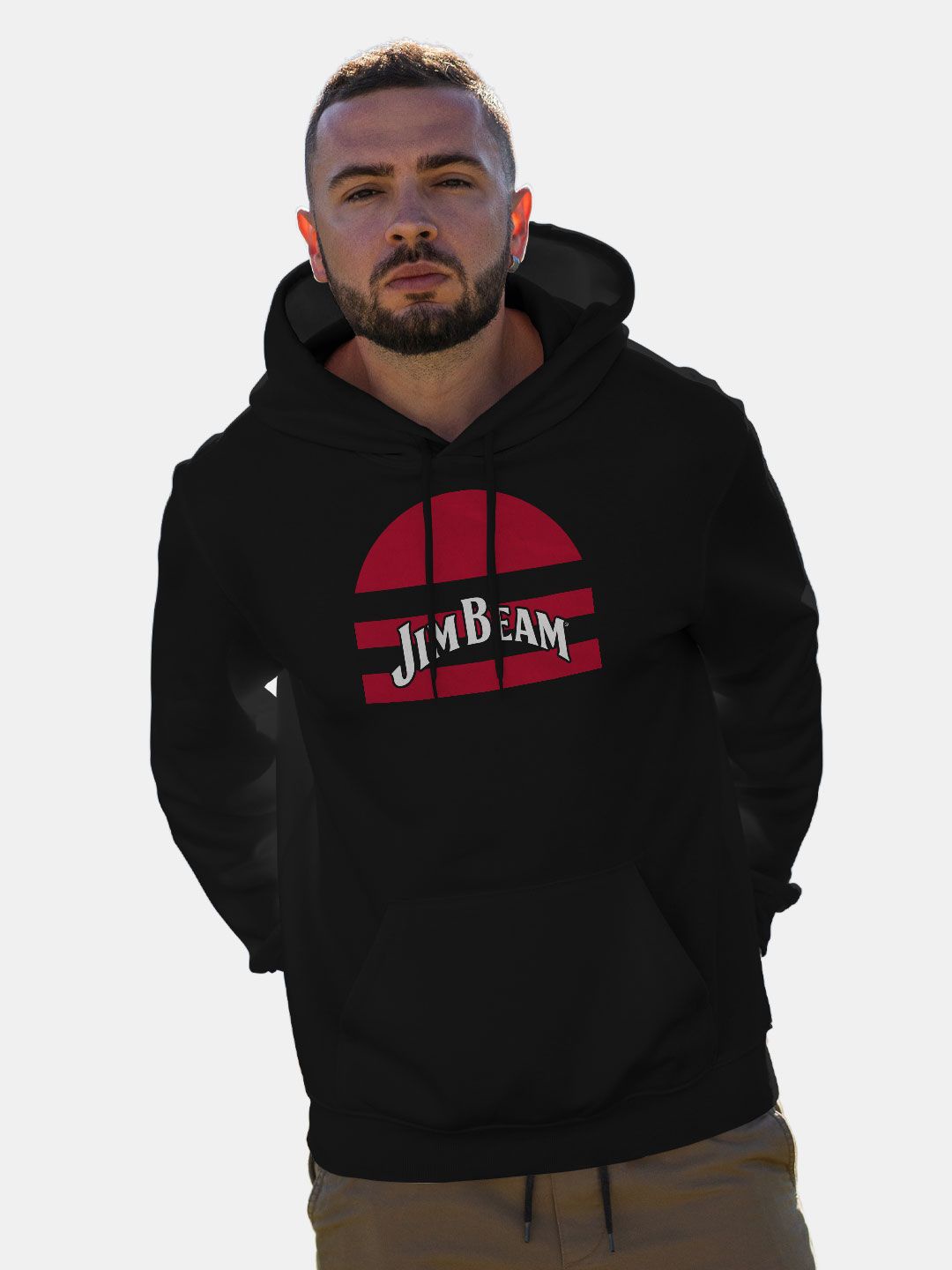 

macmerise Men Printed Hooded Sweatshirt, Black