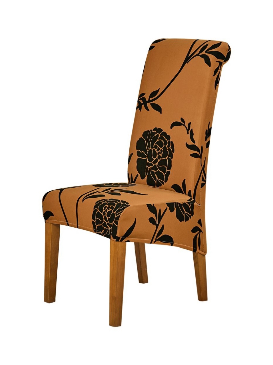 

HOKIPO Brown & Black Floral Printed 140 GSM Stretchable Chair Cover