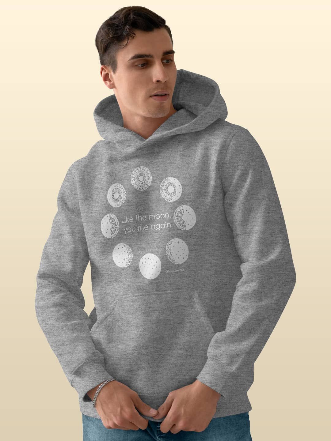 

macmerise Men Printed Hooded Sweatshirt, Grey