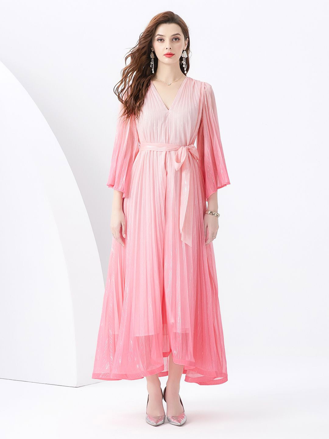 

JC Collection Flared Sleeve Maxi Dress, Pink