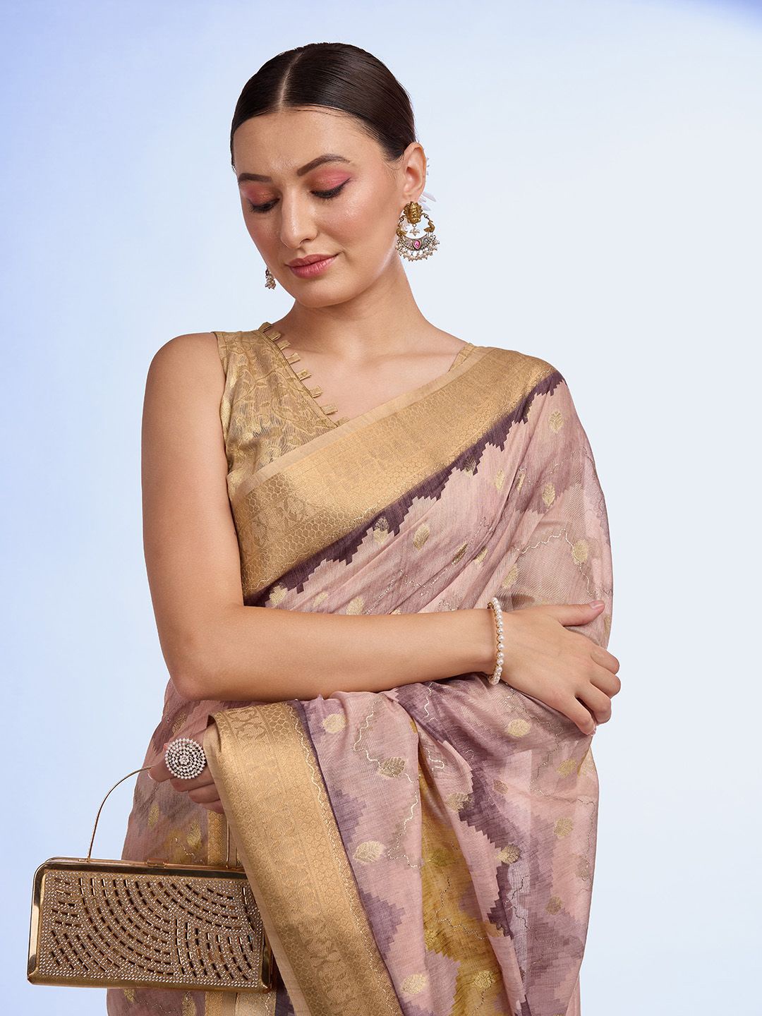 

Mitera Woven Design Zari Saree, Brown