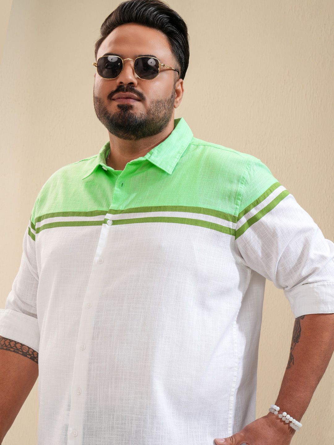 

HIGHLANDER Men Plus Size Regular Fit Shirt, White