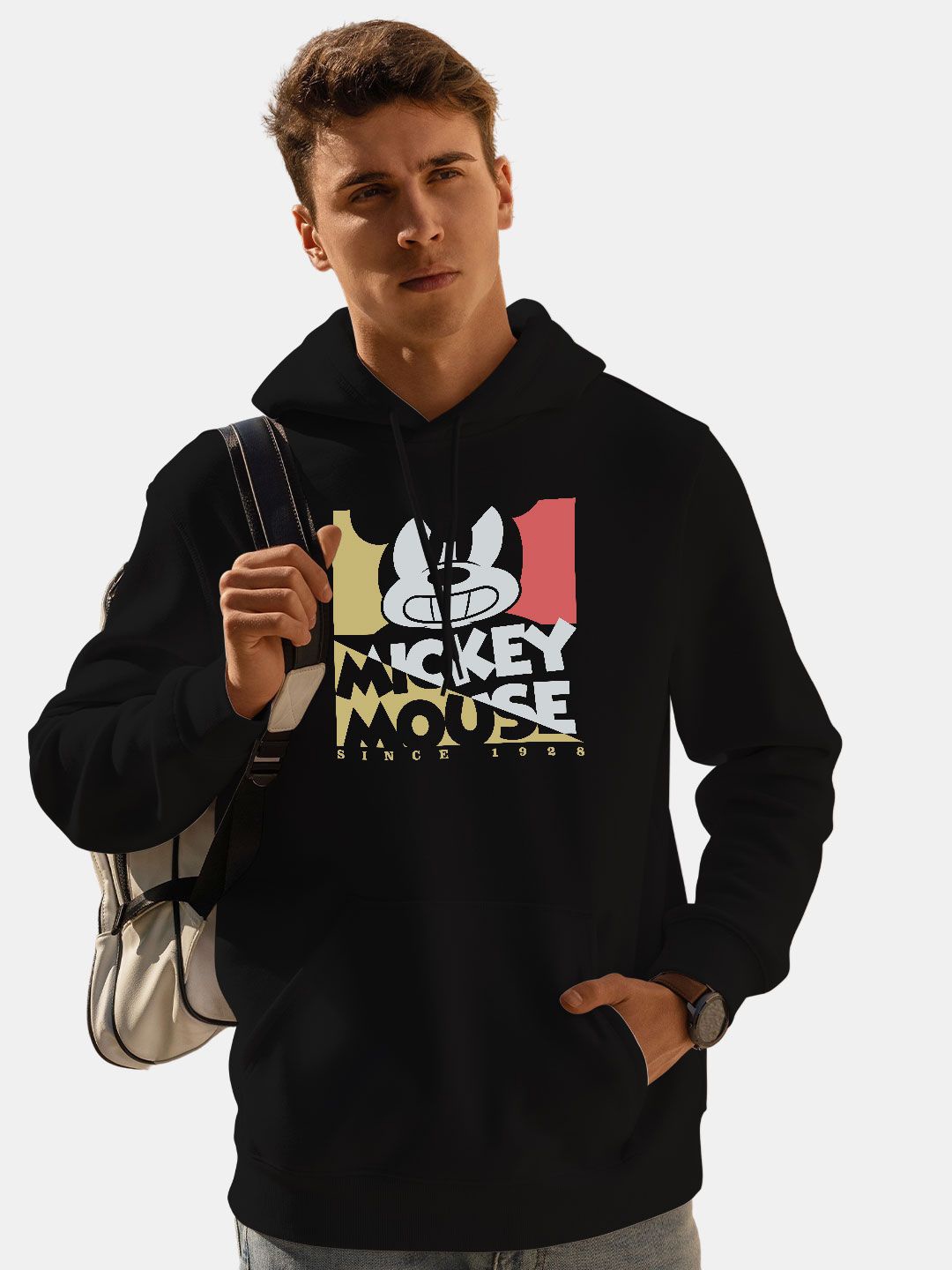

macmerise Men Printed Hooded Sweatshirt, Black
