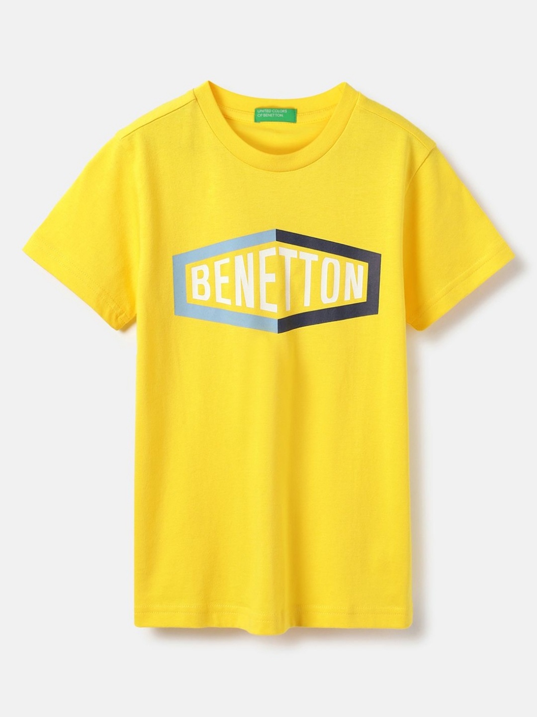 

United Colors of Benetton Boys Graphic Printed Pure Cotton T-shirt, Yellow