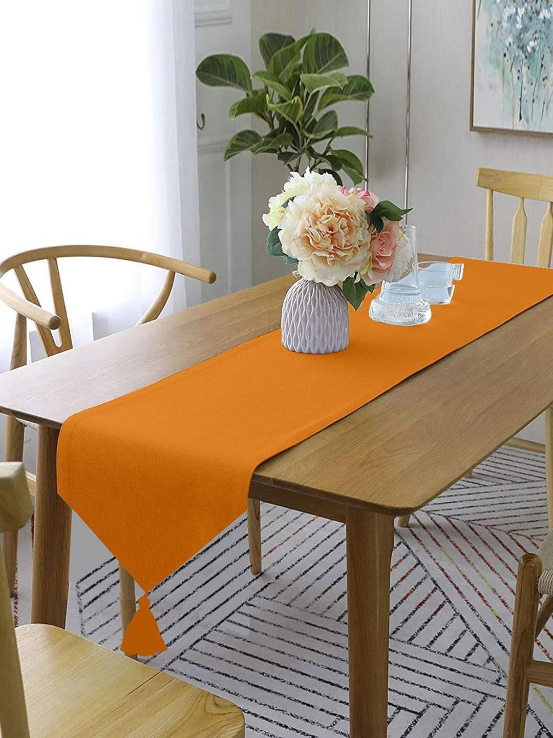 

Lushomes Orange Anti-Skid Cotton Table Runner