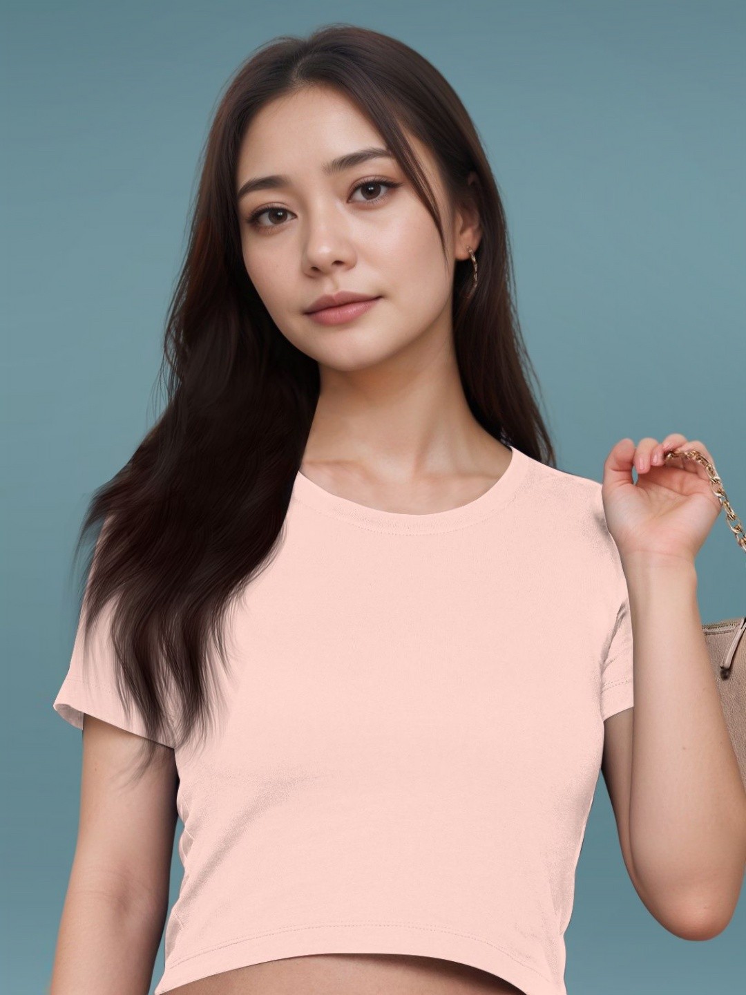 

DressBerry Women Solid Round Neck Crop T-shirt, Pink