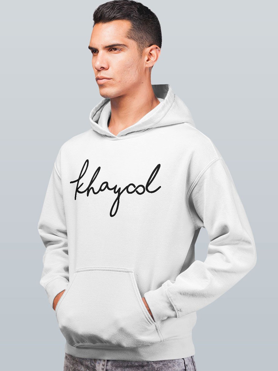 

macmerise Men Printed Hooded Sweatshirt, White