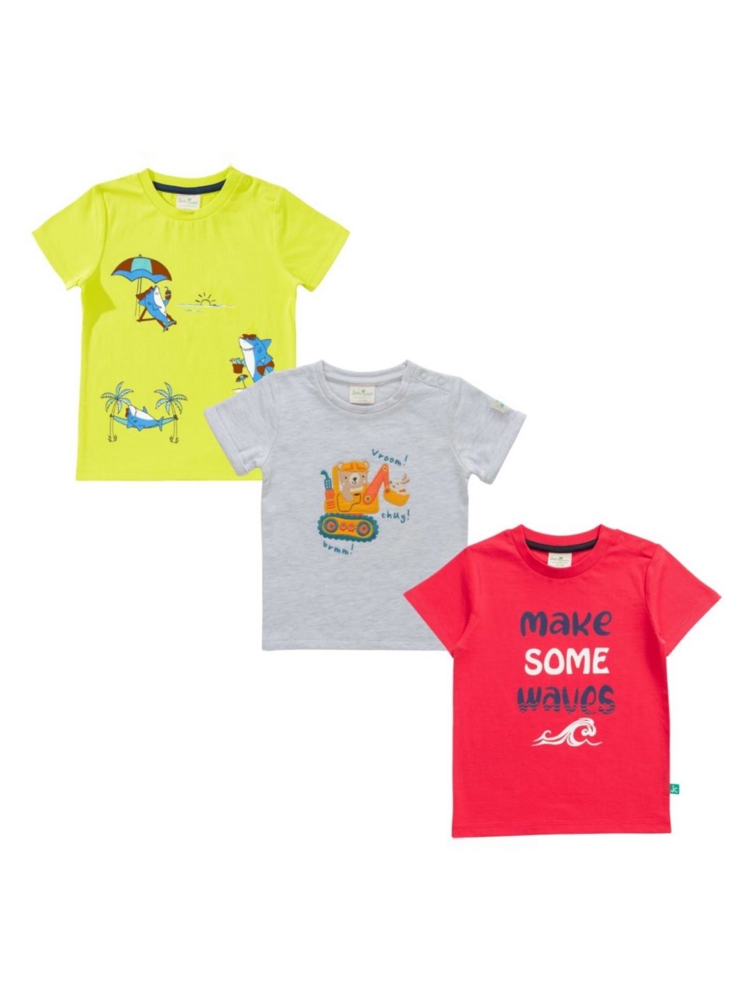 

JusCubs Boys Pack Of 3 Typography Printed Round Neck Cotton T-Shirt, Red