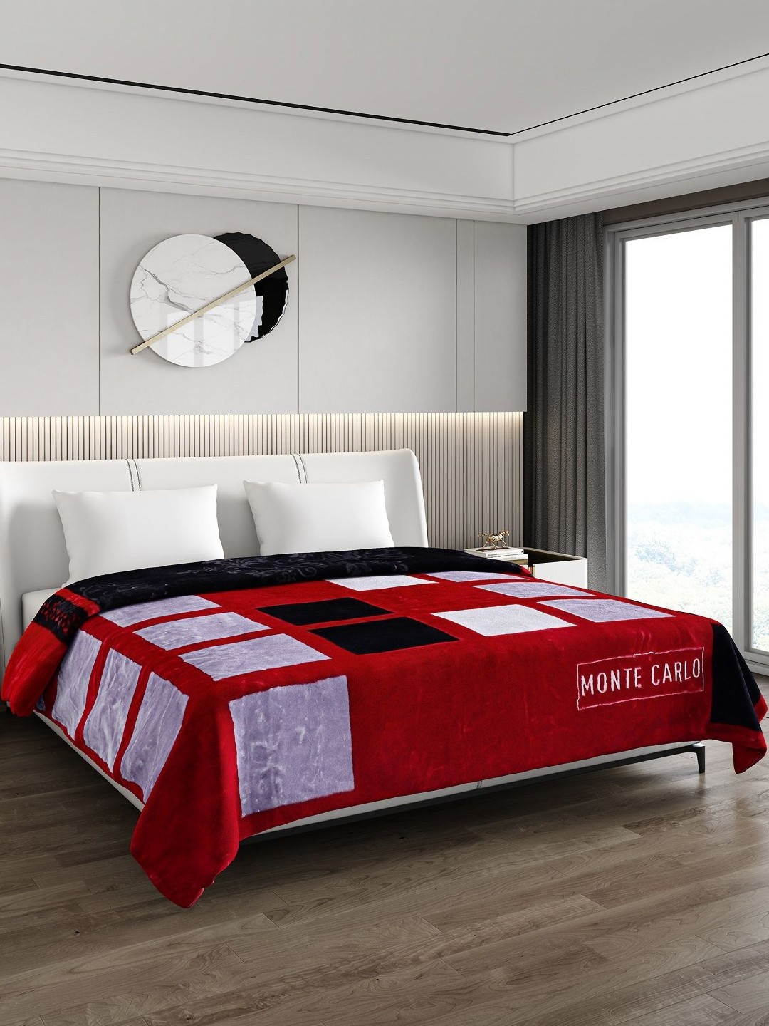 

Monte Carlo Red & Purple Geometric GSM 850 Heavy Winter Double Bed Blanket