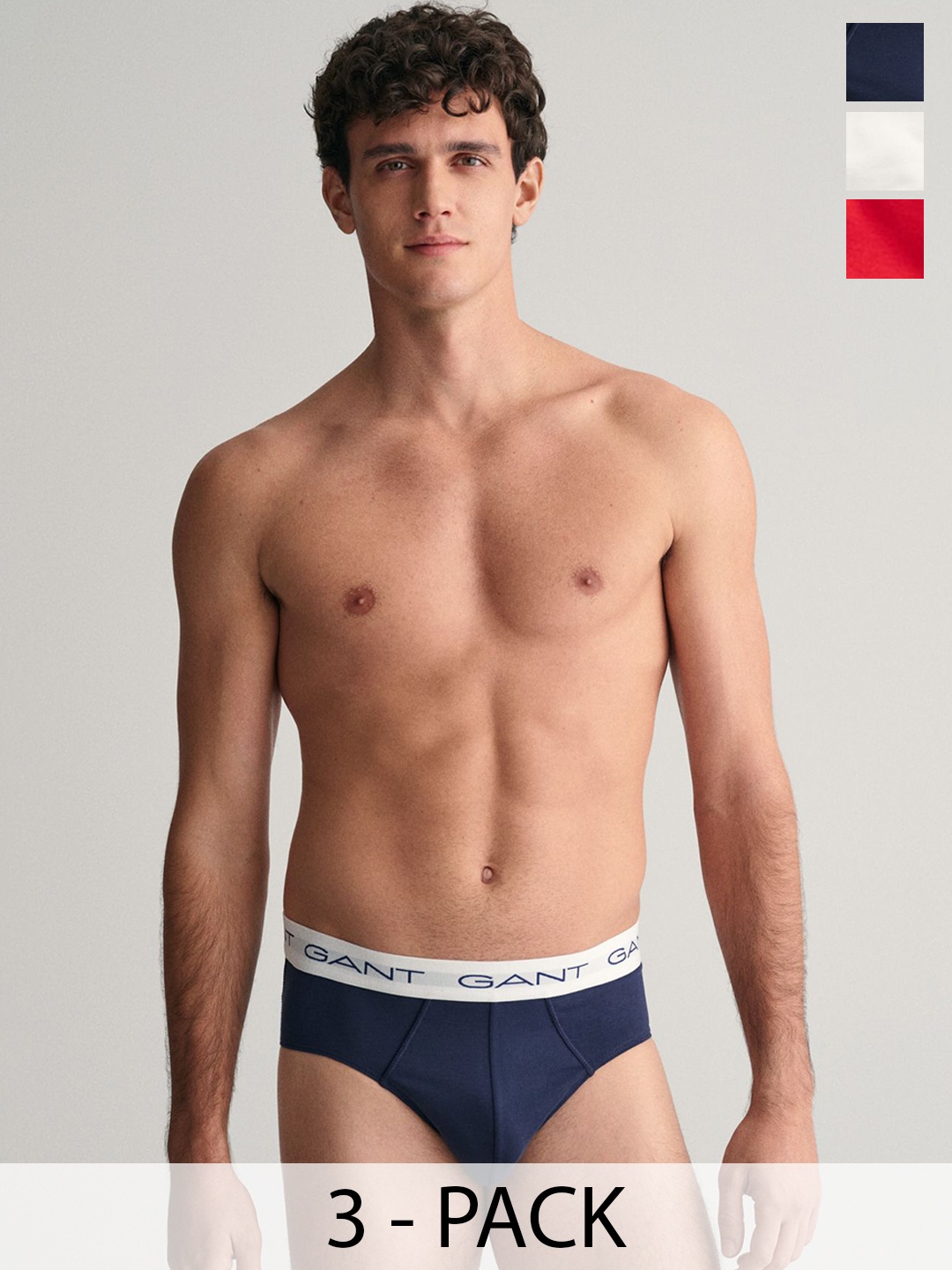 

GANT Pack Of 3 Mid-Rise Basic Briefs 900003004-105, Blue