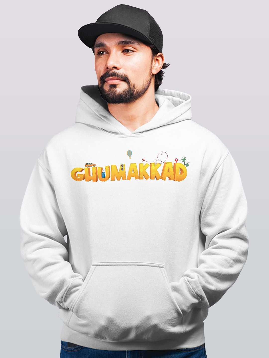 

macmerise Men Printed Hooded Sweatshirt, White