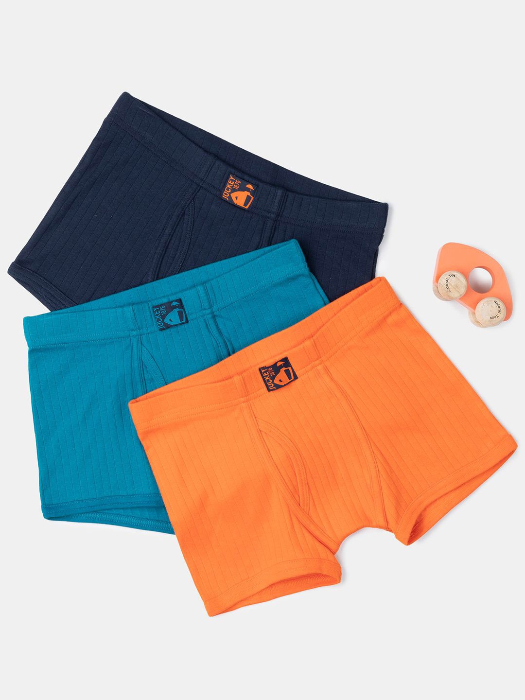 

Jockey Boys Pack of 3 Super Combed Cotton Trunk with Ultrasoft Waistband-3036, Orange