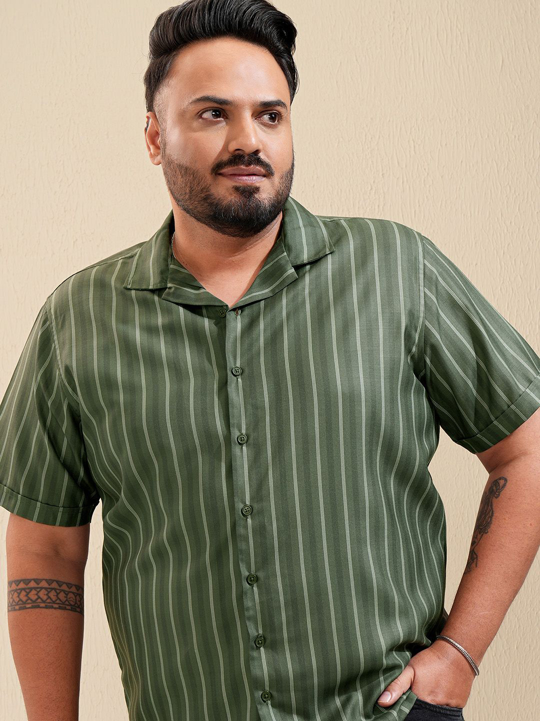 

HIGHLANDER Men Plus Size Regular Fit Shirt, Olive