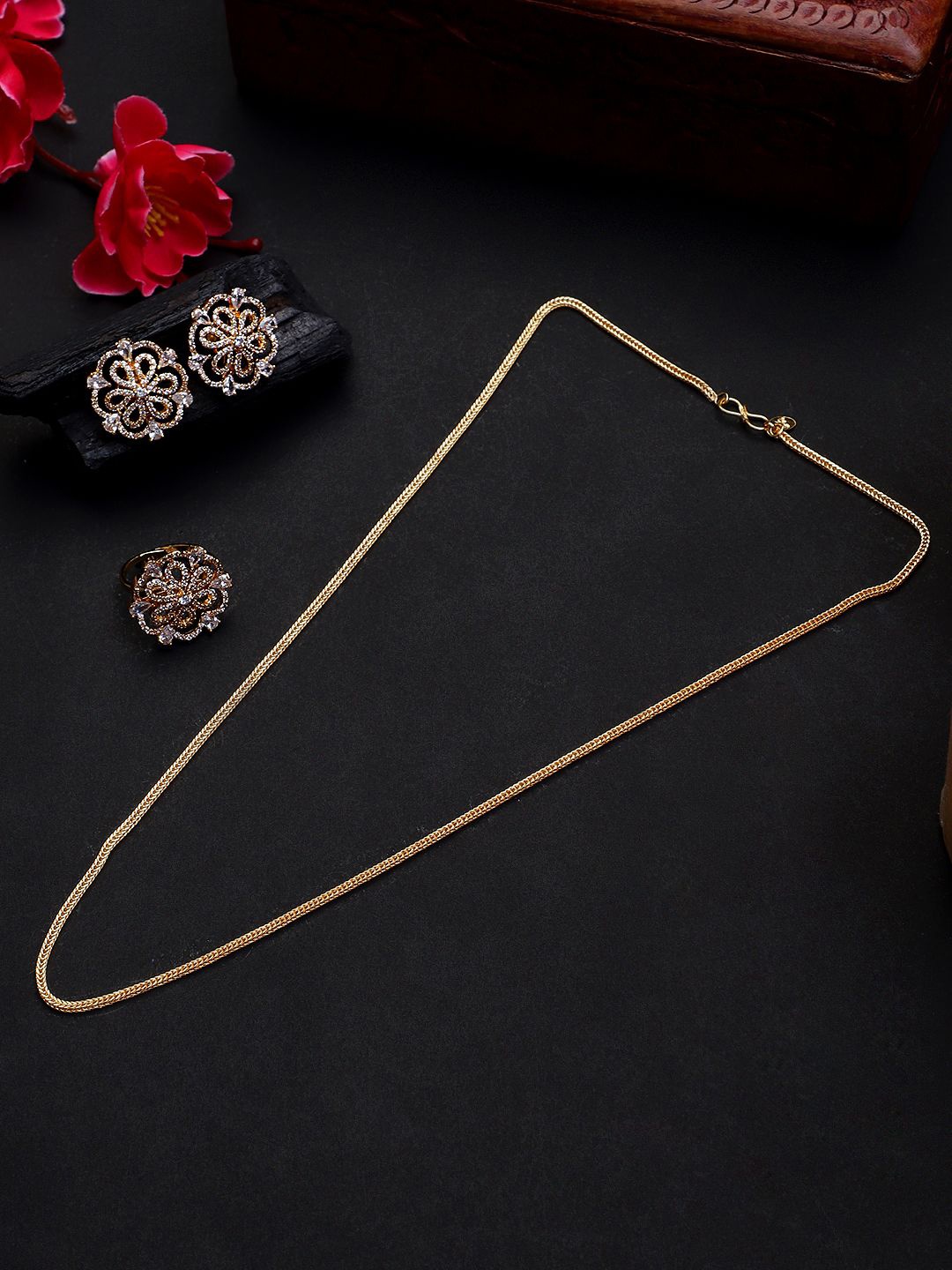 

CARDINAL Gold Plated American Diamond Jewellery Set
