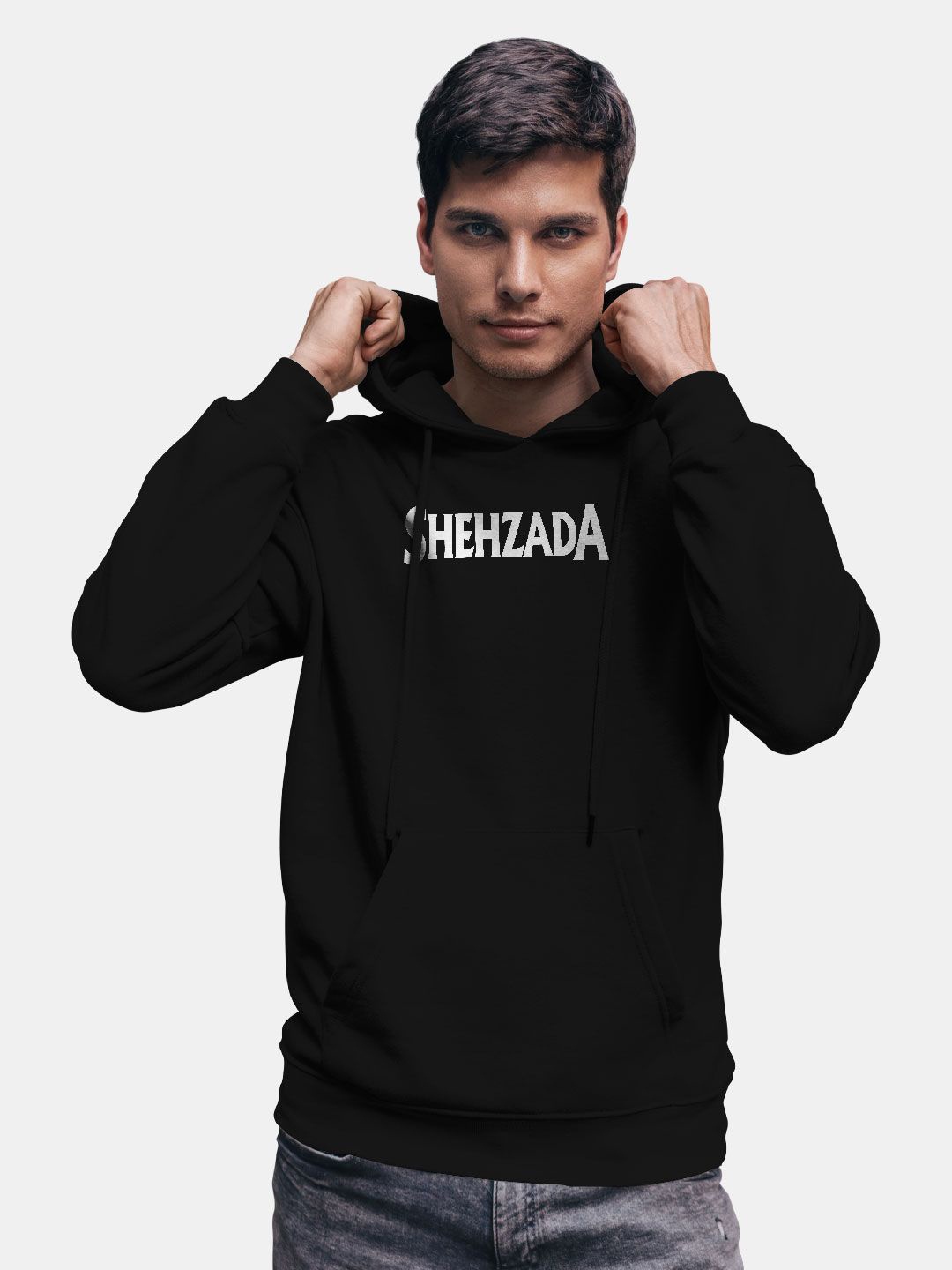 

macmerise Men Printed Hooded Sweatshirt, Black