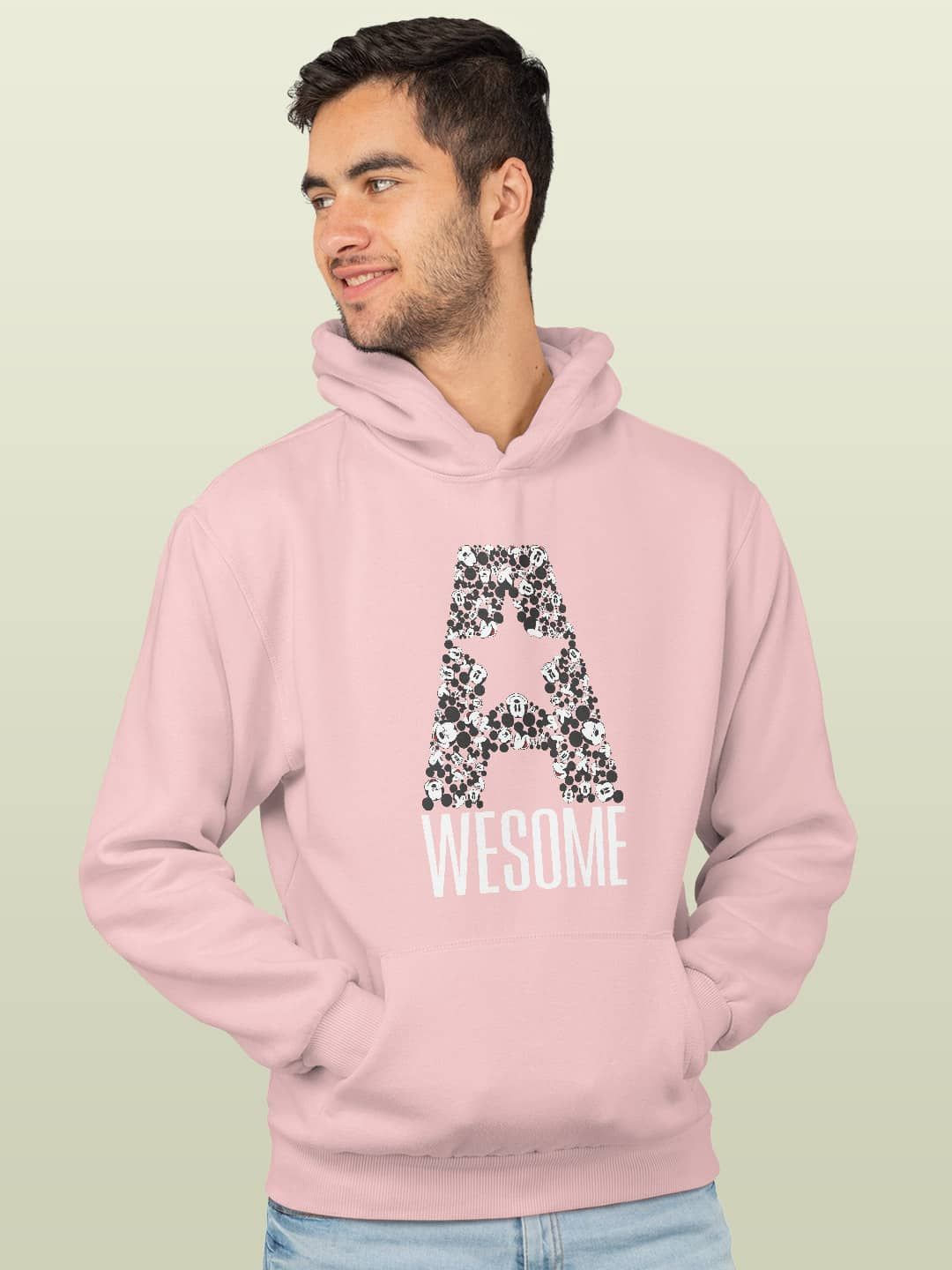 

macmerise Men Printed Hooded Sweatshirt, Pink