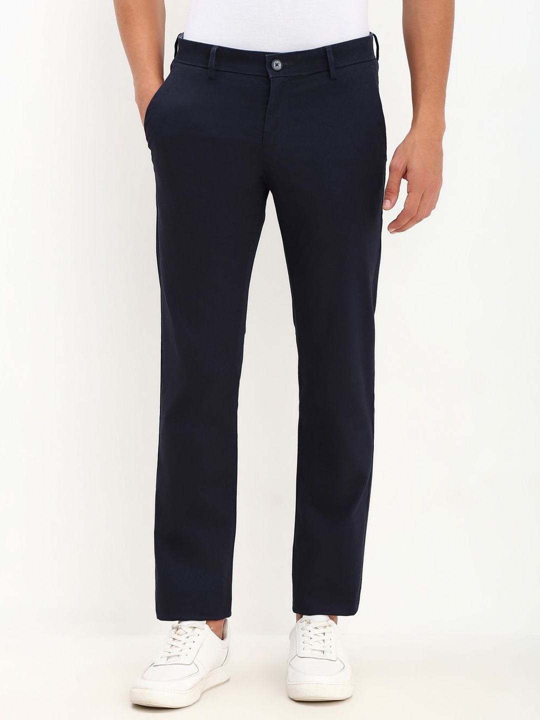 

Allen Solly Men Slim Fit Trousers, Navy blue