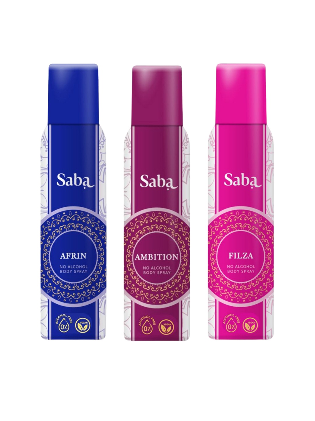 

Saba Pack Of 3 Women Afrin, Filza & Ambition Deodorant Body Spray - 150ml Each, Na