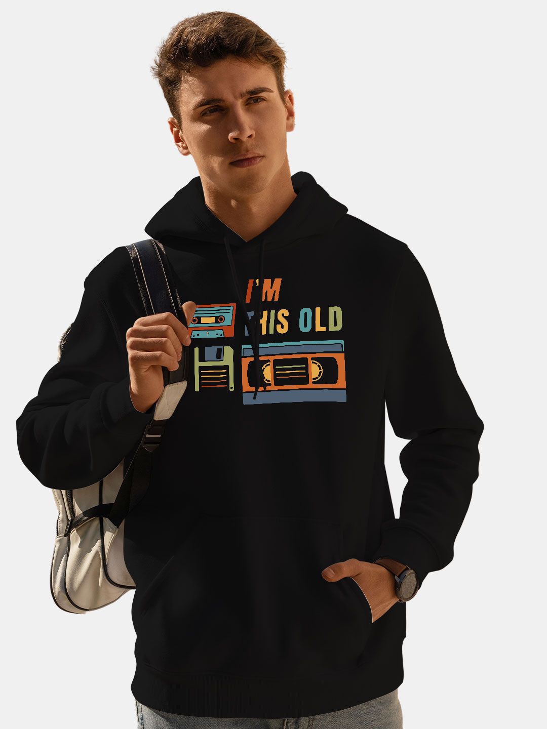 

macmerise Men Printed Hooded Sweatshirt, Black