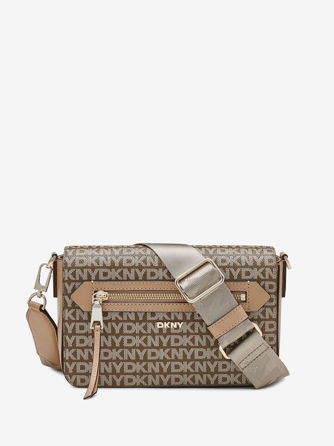 

DKNY Striped Oversized Structured Handheld Bag with Bow Detail, Brown
