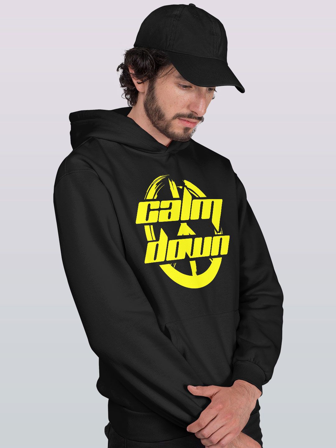 

macmerise Men Printed Hooded Sweatshirt, Black