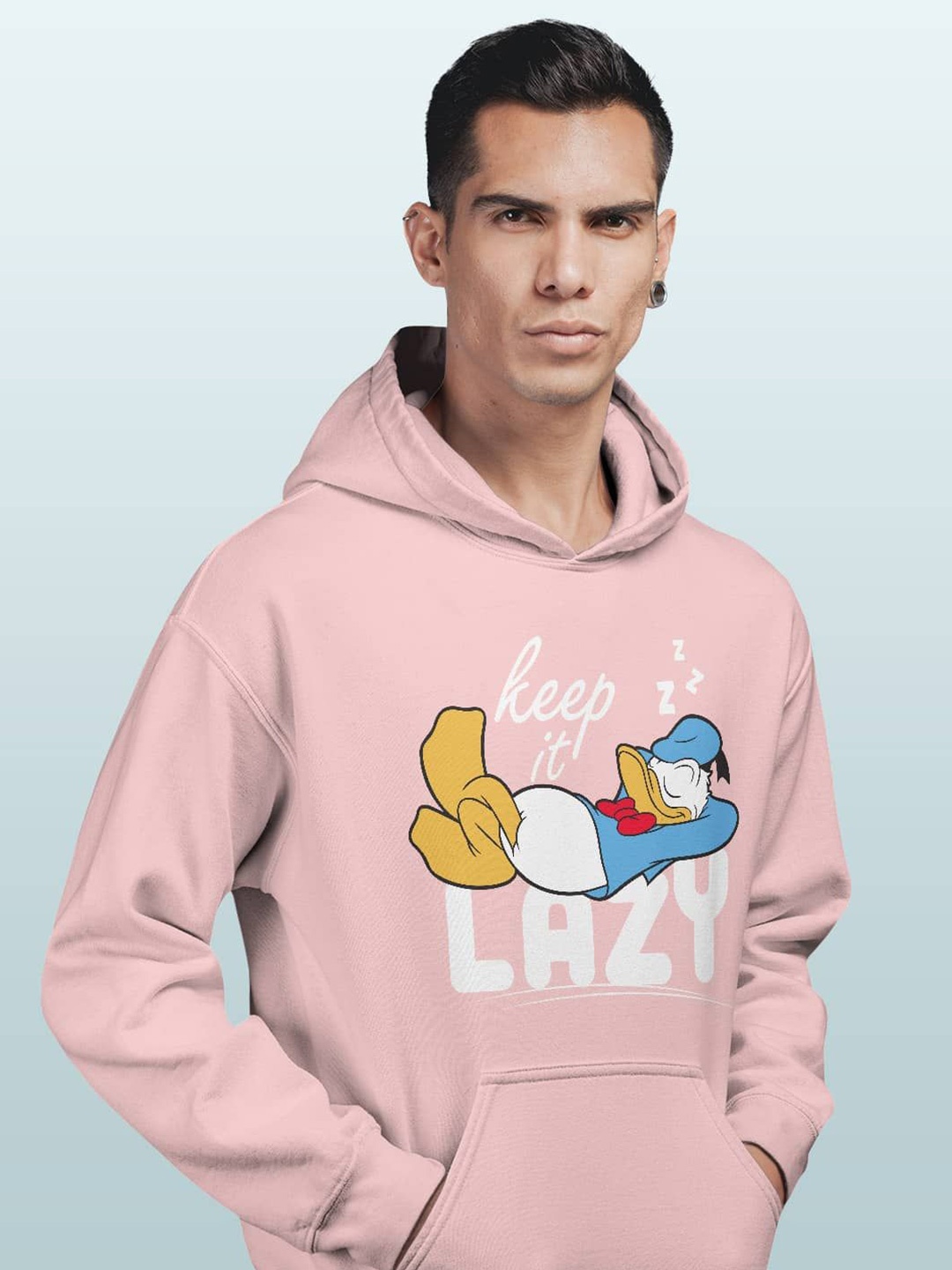 

macmerise Men Printed Hooded Sweatshirt, Pink
