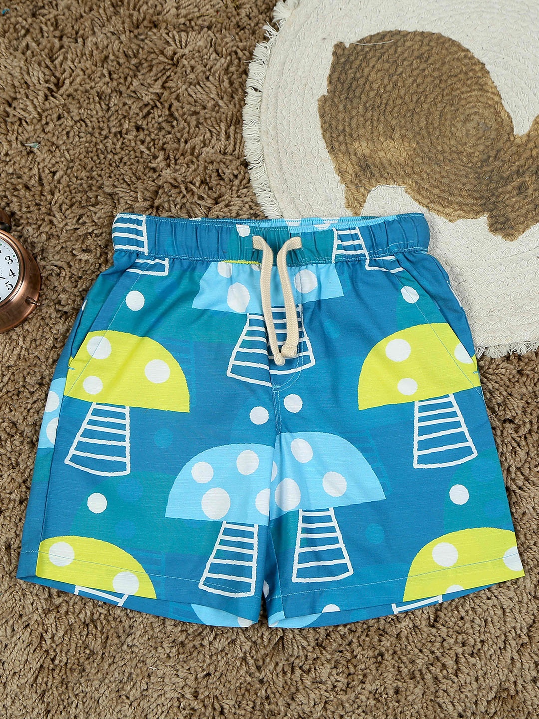 

The Lion and The Fish Boys Printed Shorts, Teal