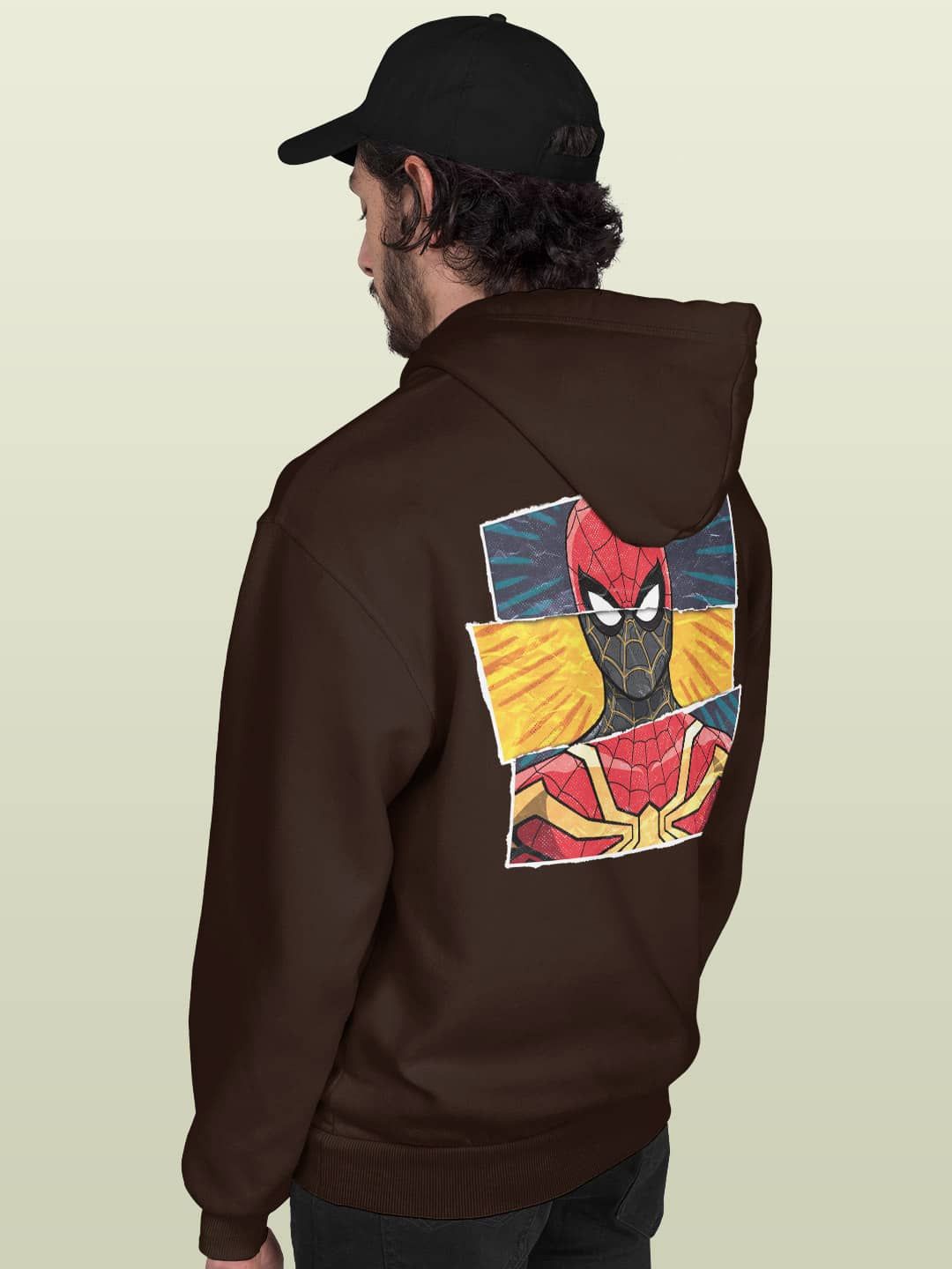 

macmerise Men Printed Hooded Sweatshirt, Brown