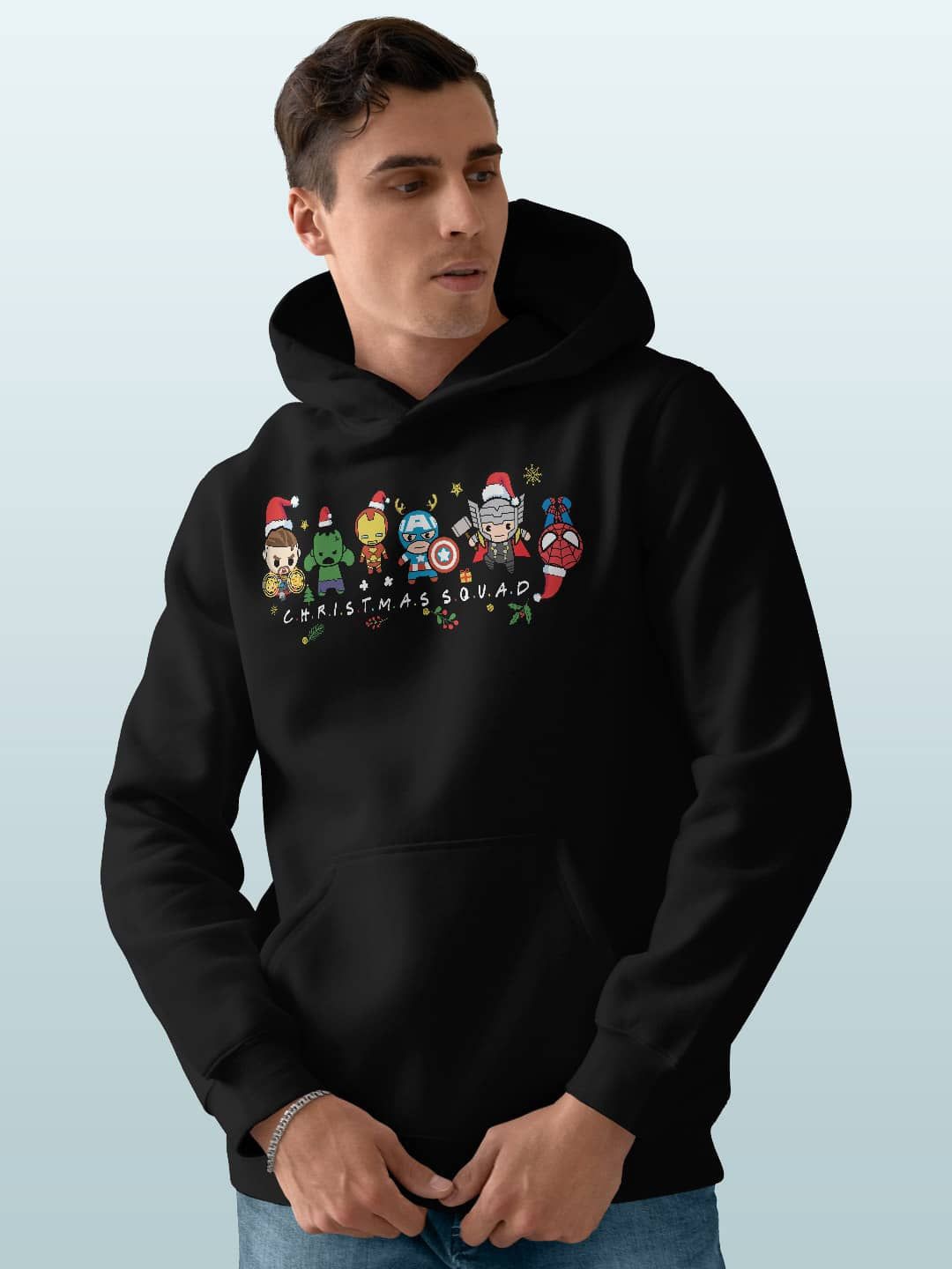

macmerise Men Printed Hooded Sweatshirt, Black