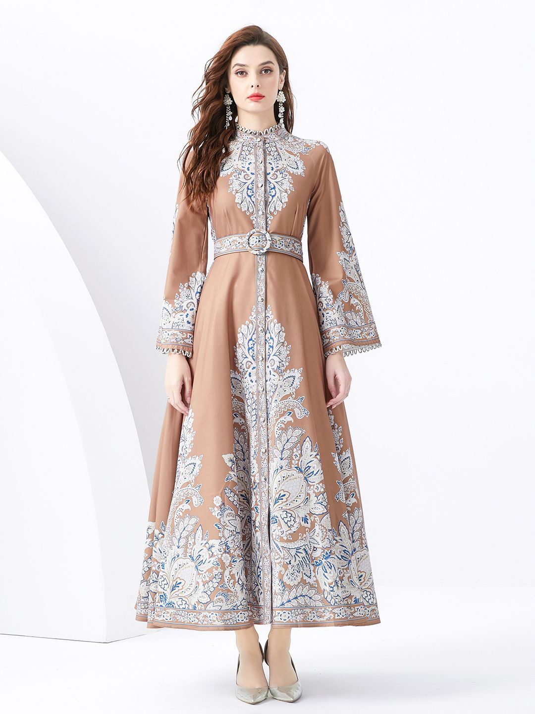 

JC Collection Ethnic Motifs Printed Maxi Dress, Brown